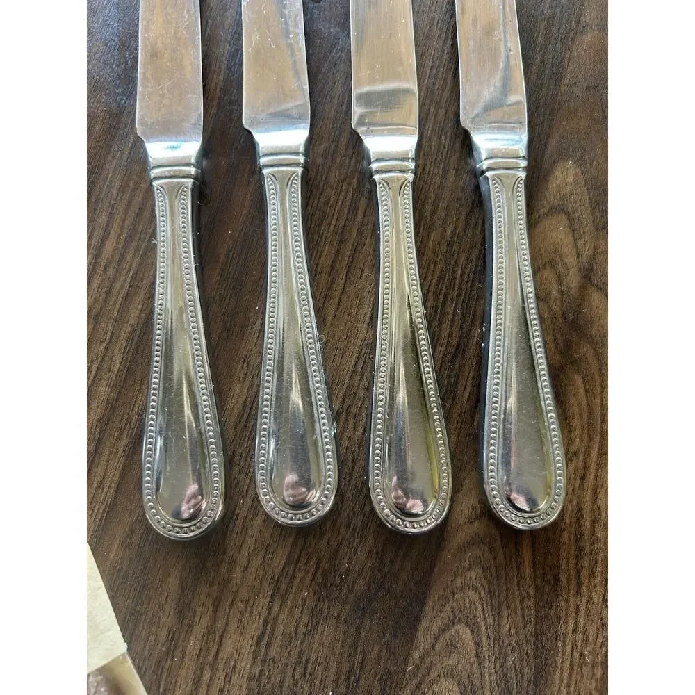 Wallace Continental Bead Flatware Set of‎ 4 Dinner Knives Stainless Steel